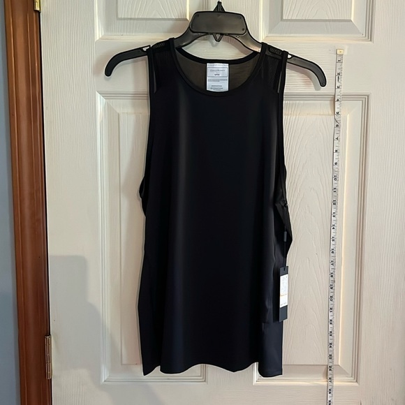 NWT-Donna Karen active-S-black-sleeveless tank top with mesh on back & on sides. - Picture 1 of 9